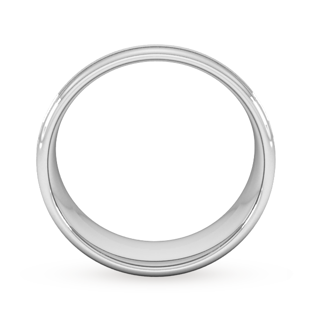 Goldsmiths 8mm Flat Court Heavy Matt Centre With Grooves Wedding Ring In Platinum - Ring Size P Goldsmiths 8mm Flat Court Heavy Matt Centre With Grooves Wedding Ring In Platinum - Ring Size P