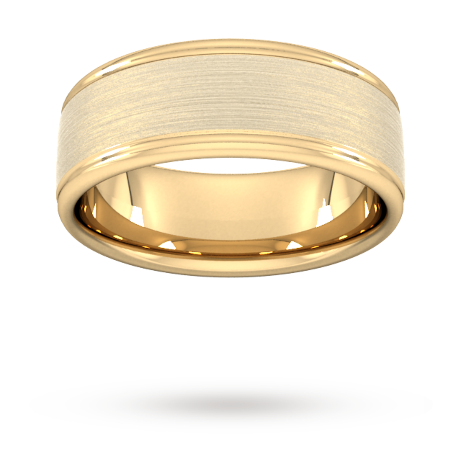 Goldsmiths 8mm Traditional Court Standard Matt Centre With Grooves Wedding Ring In 9 Carat Yellow Gold