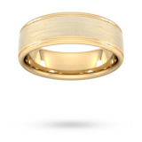 Goldsmiths 7mm Traditional Court Heavy Matt Centre With Grooves Wedding Ring In 9 Carat Yellow Gold