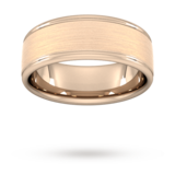 Goldsmiths 8mm Traditional Court Standard Matt Centre With Grooves Wedding Ring In 9 Carat Rose Gold - Ring Size V