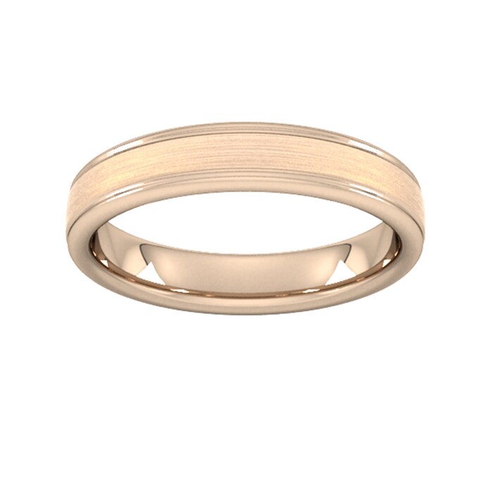 Goldsmiths 4mm Traditional Court Heavy Matt Centre With Grooves Wedding Ring In 9 Carat Rose Gold - Ring Size Q