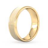 Goldsmiths 7mm Traditional Court Standard Matt Centre With Grooves Wedding Ring In 18 Carat Yellow Gold - Ring Size S
