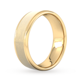 Goldsmiths 7mm Traditional Court Heavy Matt Centre With Grooves Wedding Ring In 18 Carat Yellow Gold - Ring Size Y