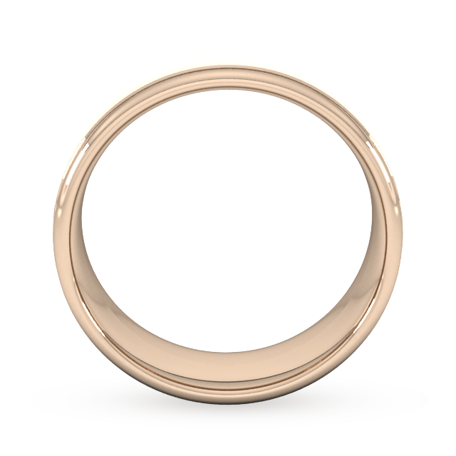 Goldsmiths 8mm Traditional Court Heavy Matt Centre With Grooves Wedding Ring In 18 Carat Rose Gold - Ring Size R