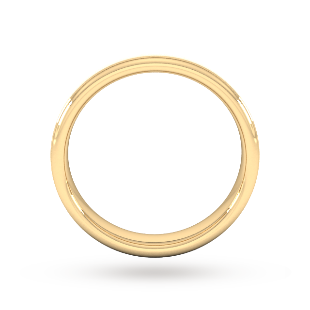 Goldsmiths 4mm D Shape Standard Matt Centre With Grooves Wedding Ring In 9 Carat Yellow Gold