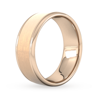 Goldsmiths 8mm D Shape Standard Matt Centre With Grooves Wedding Ring In 9 Carat Rose Gold