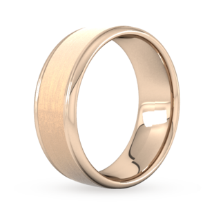Goldsmiths 8mm D Shape Standard Matt Centre With Grooves Wedding Ring In 9 Carat Rose Gold