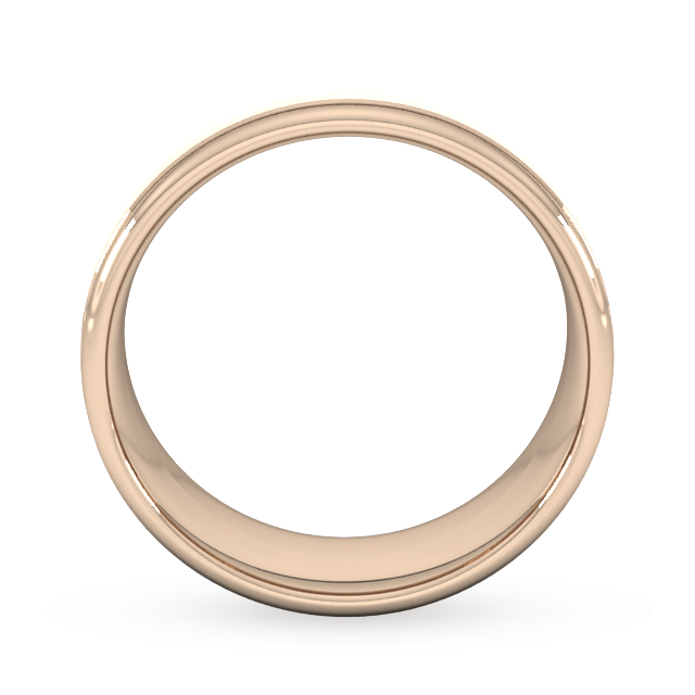 Goldsmiths 8mm D Shape Standard Matt Centre With Grooves Wedding Ring In 9 Carat Rose Gold