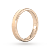 Goldsmiths 4mm D Shape Heavy Matt Centre With Grooves Wedding Ring In 9 Carat Rose Gold