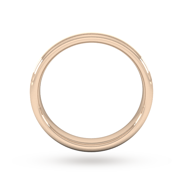 Goldsmiths 4mm D Shape Heavy Matt Centre With Grooves Wedding Ring In 9 Carat Rose Gold
