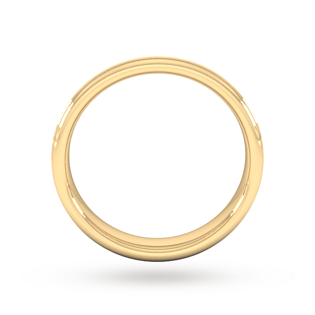 Goldsmiths 4mm D Shape Standard Matt Centre With Grooves Wedding Ring In 18 Carat Yellow Gold