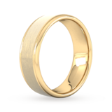 Goldsmiths 7mm D Shape Heavy Matt Centre With Grooves Wedding Ring In 18 Carat Yellow Gold - Ring Size M