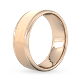 Goldsmiths 8mm D Shape Standard Matt Centre With Grooves Wedding Ring In 18 Carat Rose Gold