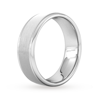 Goldsmiths 7mm D Shape Heavy Matt Centre With Grooves Wedding Ring In Platinum Goldsmiths 7mm D Shape Heavy Matt Centre With Grooves Wedding Ring In Platinum