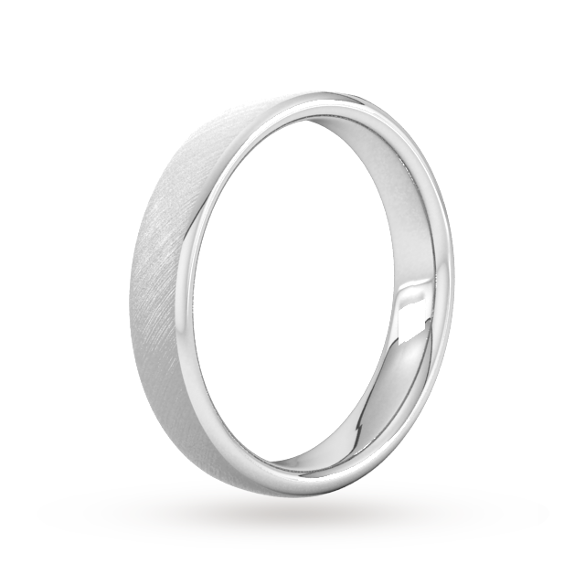 Goldsmiths 4mm Slight Court Extra Heavy Diagonal Matt Finish Wedding Ring In 9 Carat White Gold - Ring Size Q