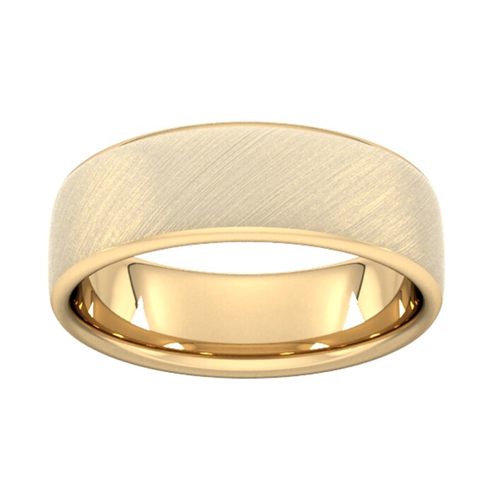 Goldsmiths 7mm Slight Court Extra Heavy Diagonal Matt Finish Wedding Ring In 9 Carat Yellow Gold - Ring Size P