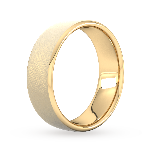 Goldsmiths 7mm Slight Court Extra Heavy Diagonal Matt Finish Wedding Ring In 9 Carat Yellow Gold - Ring Size P