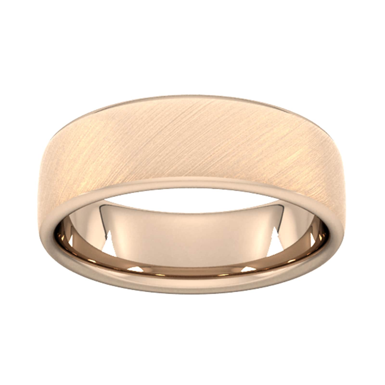 7mm Slight Court Standard Diagonal Matt Finish Wedding Ring In 9 Carat Rose Gold - Ring Size V