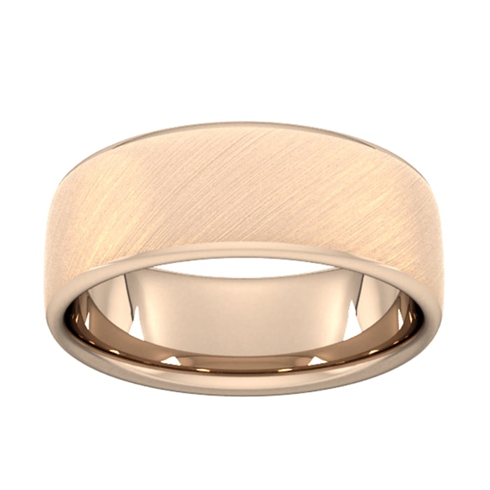 Goldsmiths 8mm Slight Court Extra Heavy Diagonal Matt Finish Wedding Ring In 9 Carat Rose Gold - Ring Size V