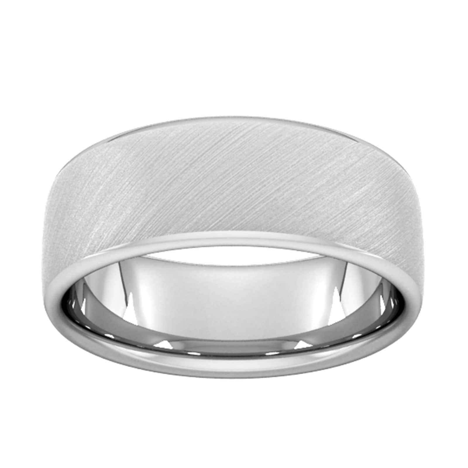8mm Slight Court Standard Diagonal Matt Finish Wedding Ring In 18 Carat White Gold - Ring Size O
