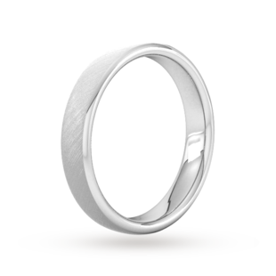 Goldsmiths 4mm Slight Court Heavy Diagonal Matt Finish Wedding Ring In 18 Carat White Gold