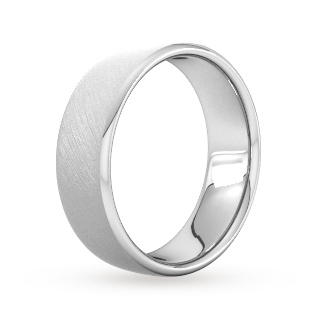 Goldsmiths 7mm Slight Court Extra Heavy Diagonal Matt Finish Wedding Ring In 18 Carat White Gold - Ring Size P