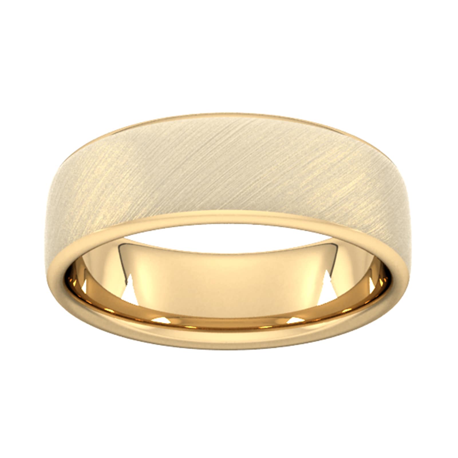 7mm Slight Court Heavy Diagonal Matt Finish Wedding Ring In 18 Carat Yellow Gold - Ring Size M