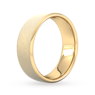 Goldsmiths 7mm Slight Court Heavy Diagonal Matt Finish Wedding Ring In 18 Carat Yellow Gold