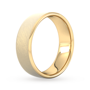 Goldsmiths 7mm Slight Court Heavy Diagonal Matt Finish Wedding Ring In 18 Carat Yellow Gold