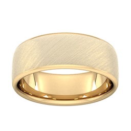 08304100 - 8mm Slight Court Extra Heavy Diagonal Matt Finish Wedding Ring In 18 Carat Yellow Gold