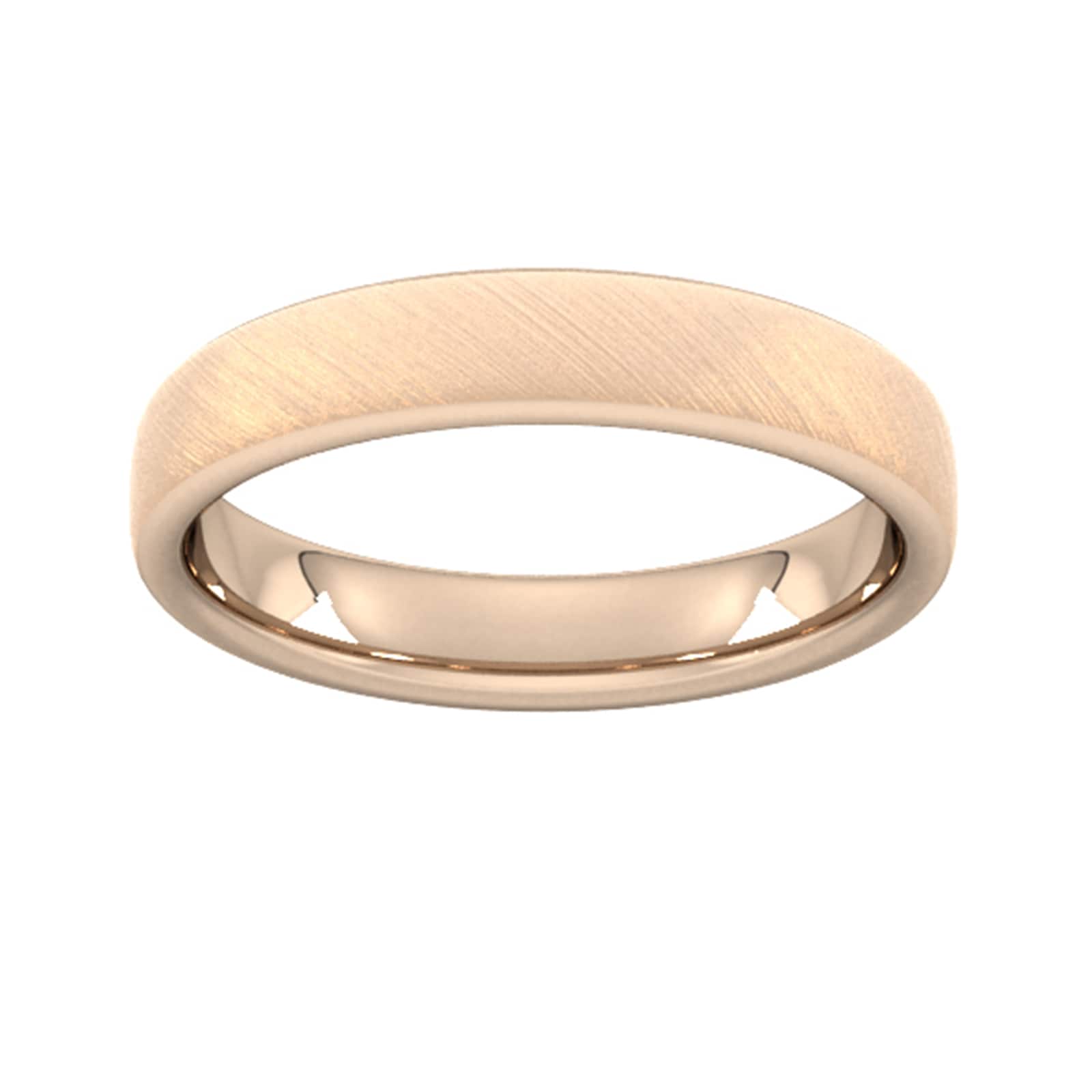 4mm Slight Court Standard Diagonal Matt Finish Wedding Ring In 18 Carat Rose Gold - Ring Size O