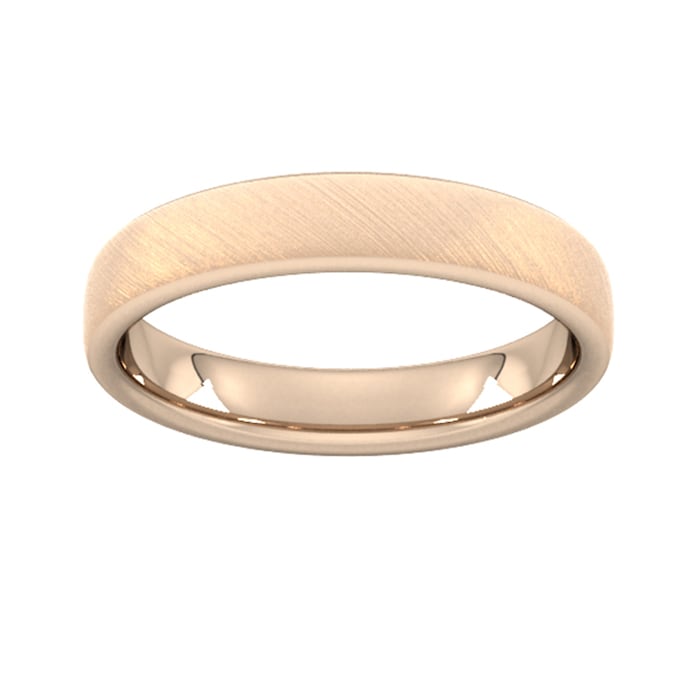 Goldsmiths 4mm Slight Court Standard Diagonal Matt Finish Wedding Ring In 18 Carat Rose Gold