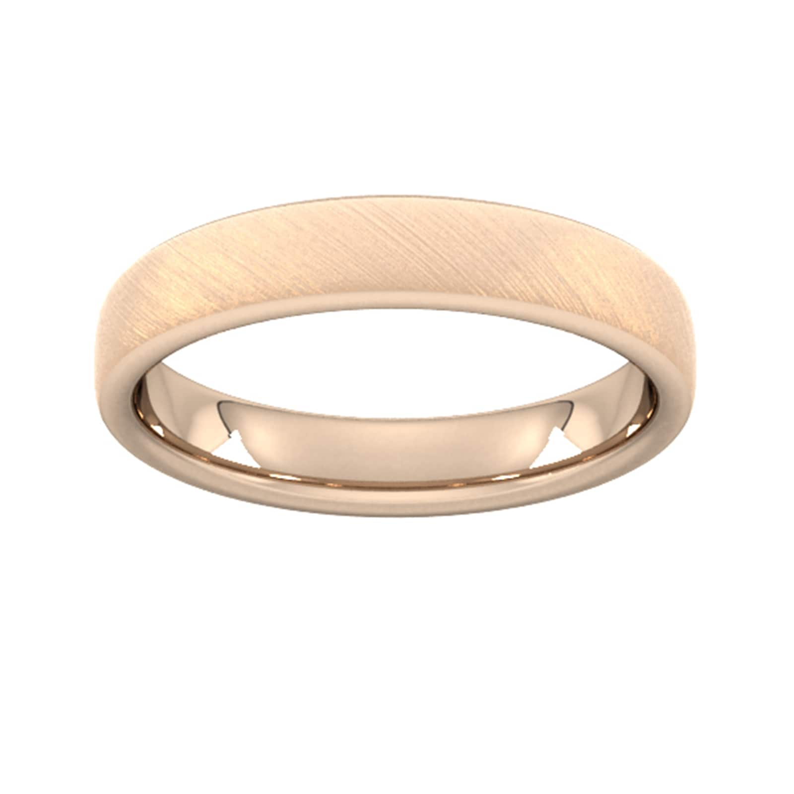 4mm Slight Court Heavy Diagonal Matt Finish Wedding Ring In 18 Carat Rose Gold - Ring Size U