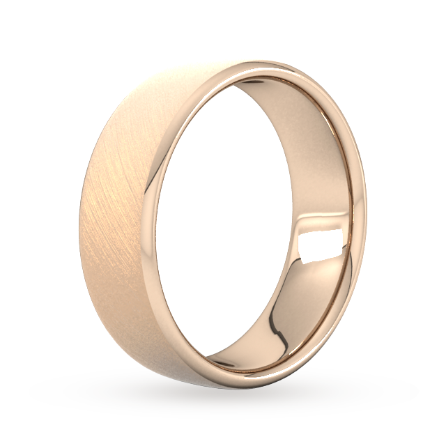 Goldsmiths 7mm Slight Court Heavy Diagonal Matt Finish Wedding Ring In 18 Carat Rose Gold