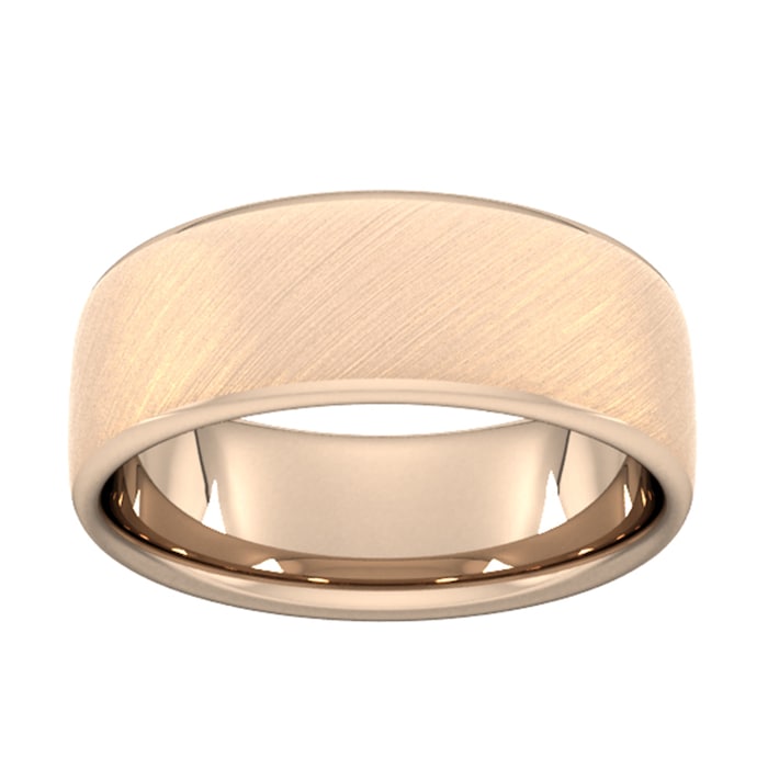 Goldsmiths 8mm Slight Court Heavy Diagonal Matt Finish Wedding Ring In 18 Carat Rose Gold