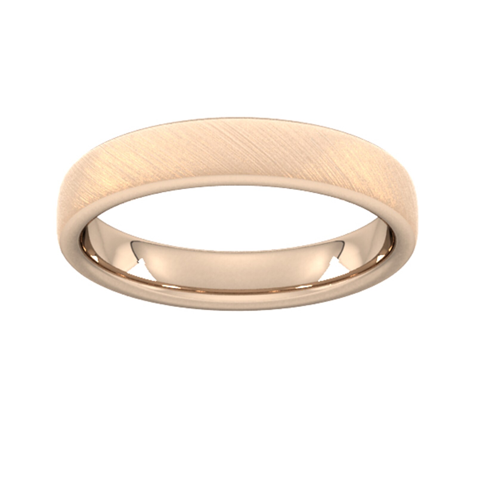 4mm Slight Court Extra Heavy Diagonal Matt Finish Wedding Ring In 18 Carat Rose Gold - Ring Size Q