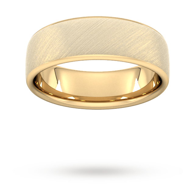 7mm Flat Court Heavy Diagonal Matt Finish Wedding Ring In 9 Carat Yellow Gold - Ring Size Y