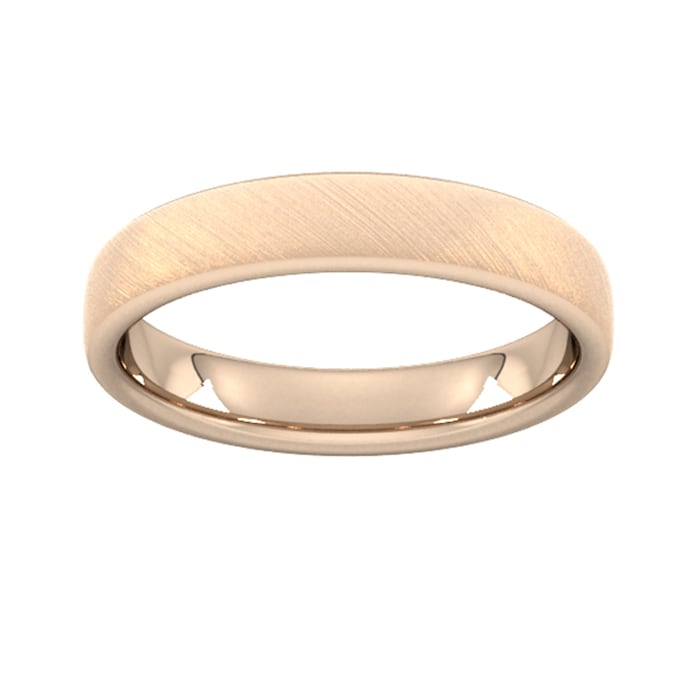 Goldsmiths 4mm Flat Court Heavy Diagonal Matt Finish Wedding Ring In 18 Carat Rose Gold - Ring Size S