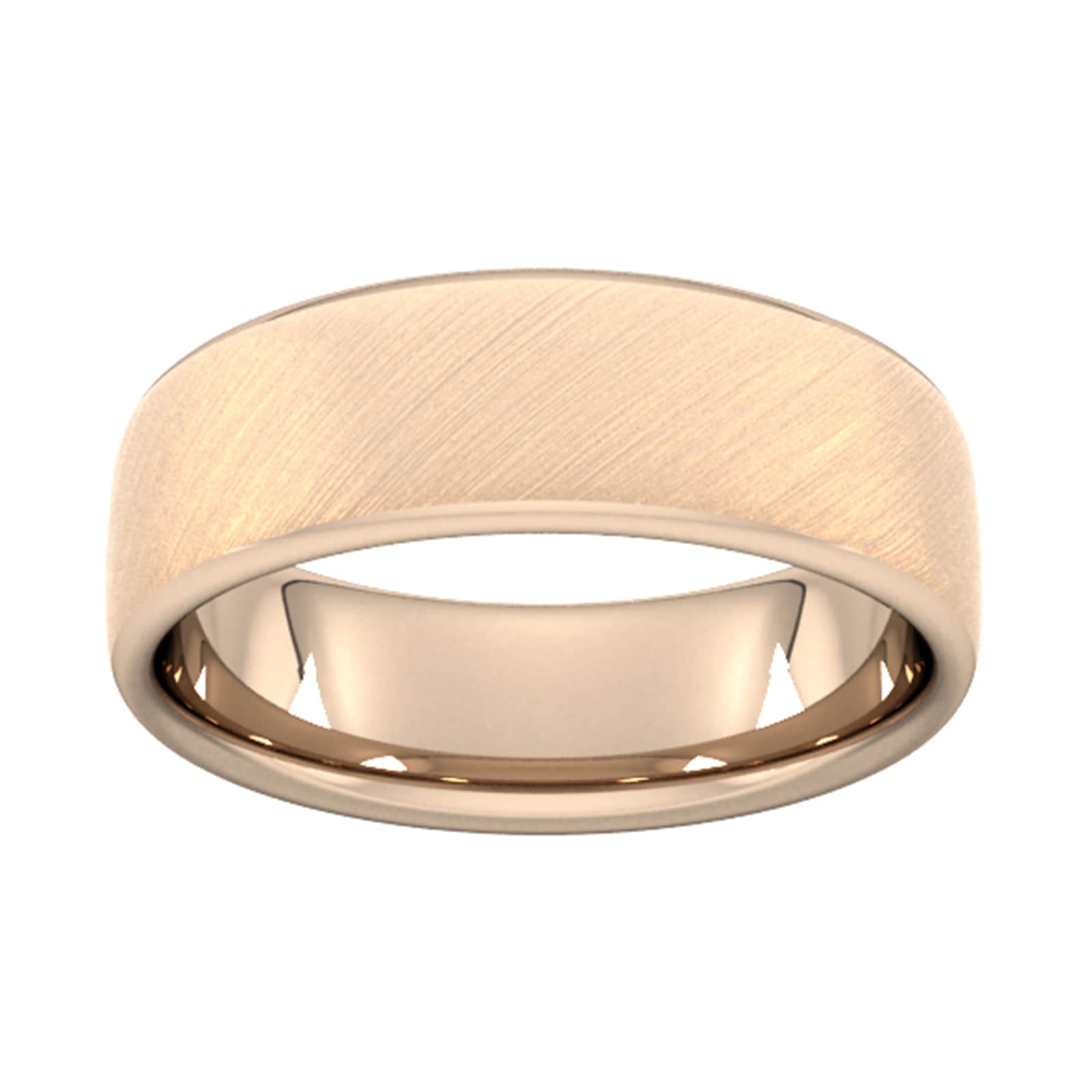 Goldsmiths 7mm Flat Court Heavy Diagonal Matt Finish Wedding Ring In 18 Carat Rose Gold