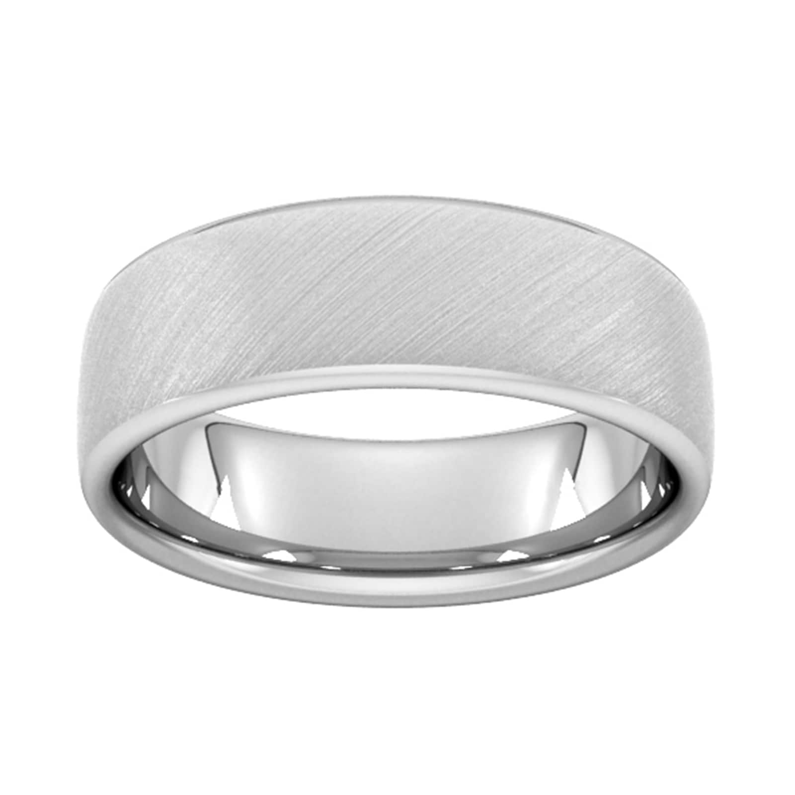 Goldsmiths 7mm Flat Court Heavy Diagonal Matt Finish Wedding Ring In Platinum - Ring Size P Goldsmiths 7mm Flat Court Heavy Diagonal Matt Finish Wedding Ring In Platinum - Ring Size P
