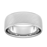 Goldsmiths 8mm Flat Court Heavy Diagonal Matt Finish Wedding Ring In Platinum - Ring Size Q