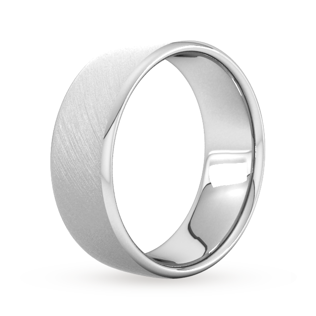 Goldsmiths 8mm Flat Court Heavy Diagonal Matt Finish Wedding Ring In Platinum - Ring Size Q