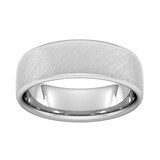 Goldsmiths 7mm Traditional Court Standard Diagonal Matt Finish Wedding Ring In 9 Carat White Gold - Ring Size P