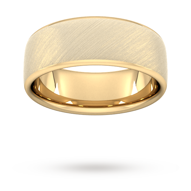 8mm Traditional Court Heavy Diagonal Matt Finish Wedding Ring In 9 Carat Yellow Gold - Ring Size S