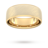Goldsmiths 8mm Traditional Court Heavy Diagonal Matt Finish Wedding Ring In 9 Carat Yellow Gold - Ring Size R