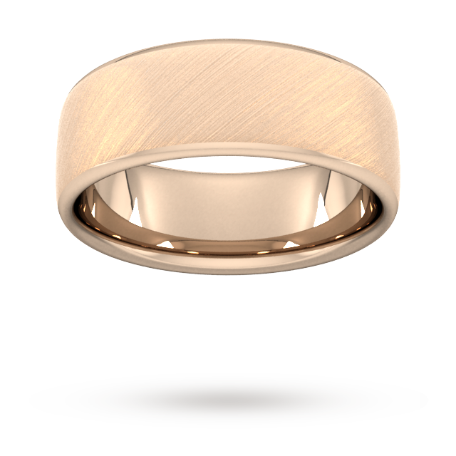 8mm Traditional Court Standard Diagonal Matt Finish Wedding Ring In 9 Carat Rose Gold - Ring Size L