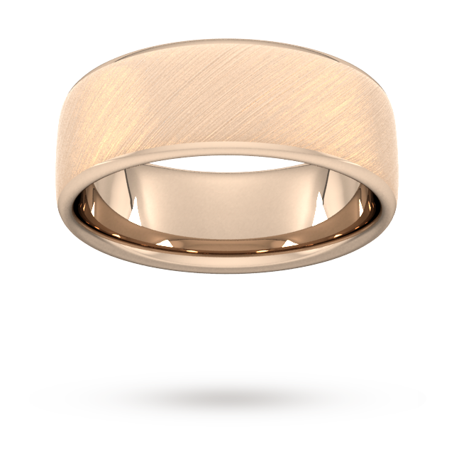 Goldsmiths 8mm Traditional Court Standard Diagonal Matt Finish Wedding Ring In 9 Carat Rose Gold