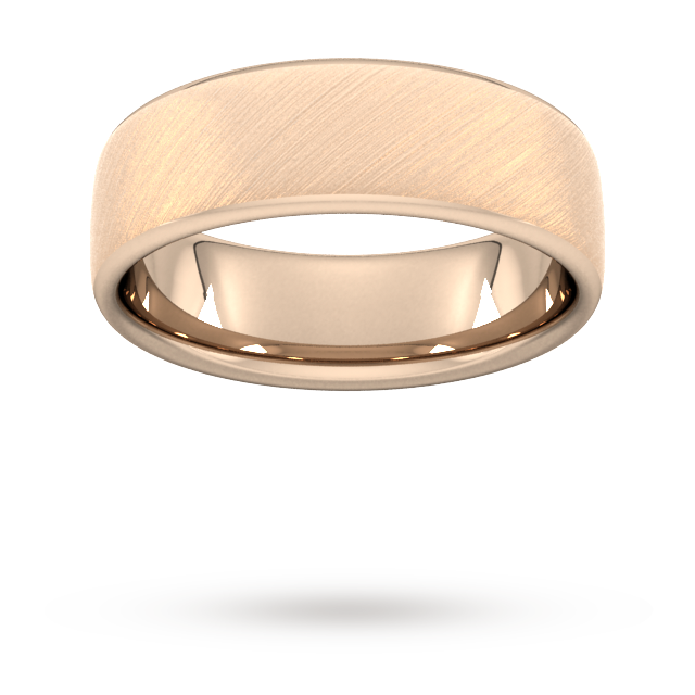 Goldsmiths 7mm Traditional Court Heavy Diagonal Matt Finish Wedding Ring In 9 Carat Rose Gold