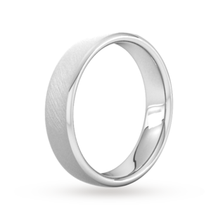 Goldsmiths 4mm Traditional Court Heavy Diagonal Matt Finish Wedding Ring In 18 Carat White Gold