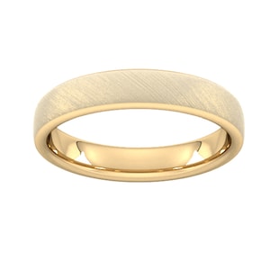 Goldsmiths 4mm Traditional Court Standard Diagonal Matt Finish Wedding Ring In 18 Carat Yellow Gold